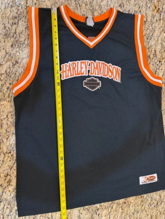 🏍️ VTG Harley-Davidson Mesh Basketball Jersey Tank Mens Large Biker Roeder Ohio - Picture 6 of 13
